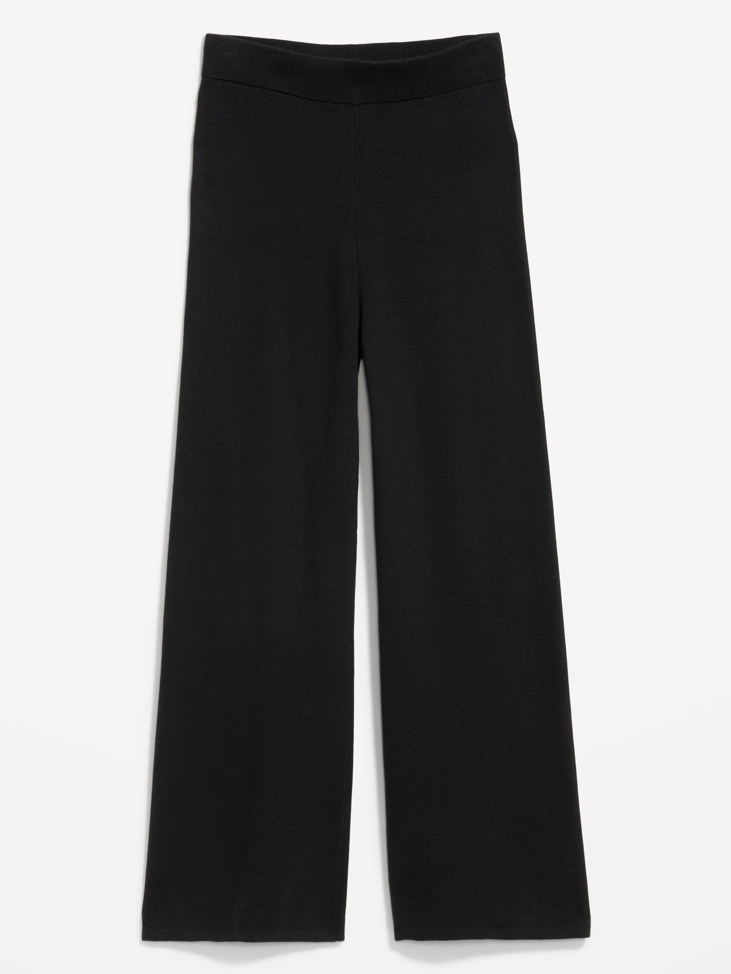 Pantalon évasé à taille haute en tissu côtelé longueur 3/4