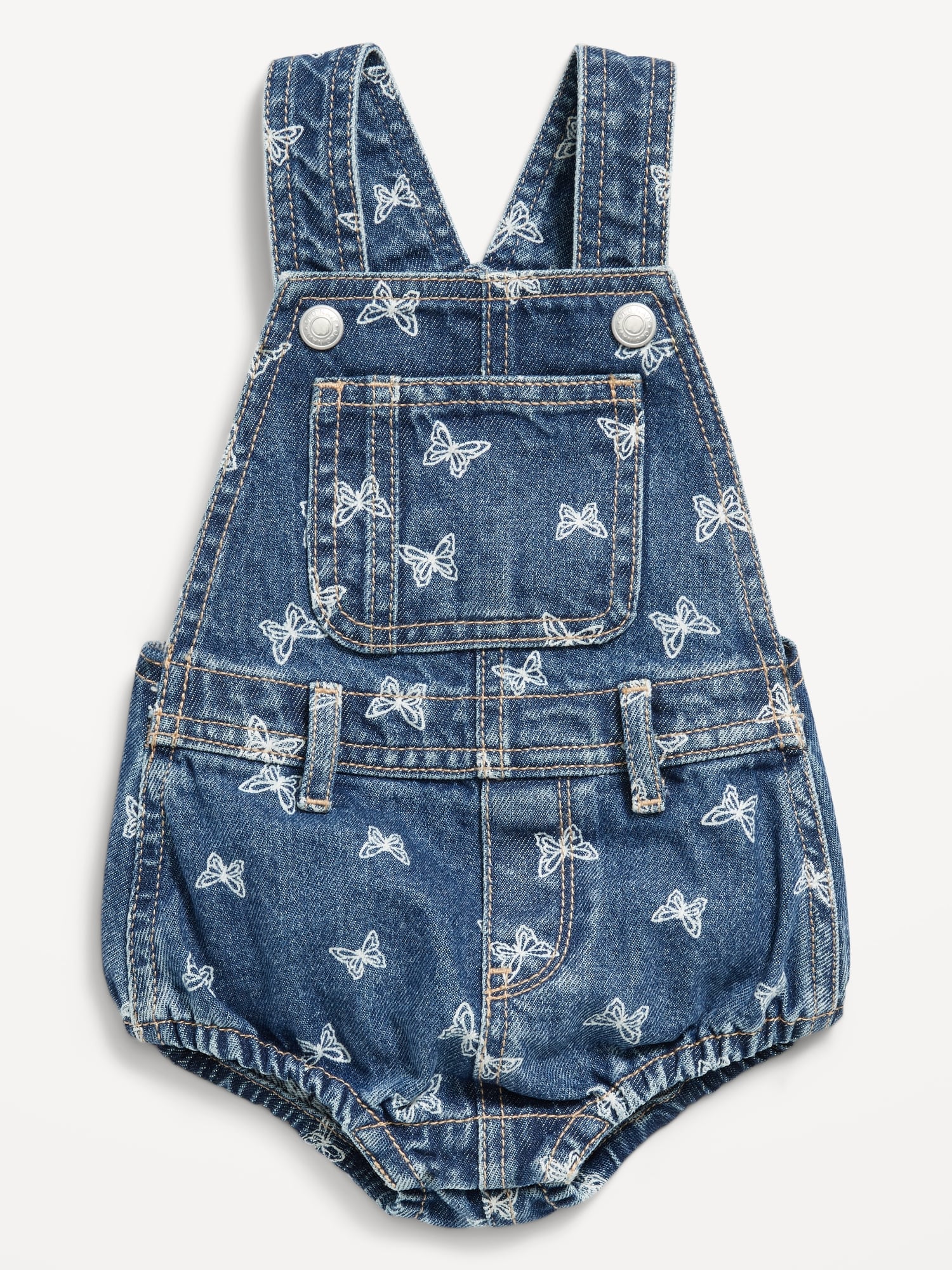 Salopette courte en denim à imprimé pour bébé