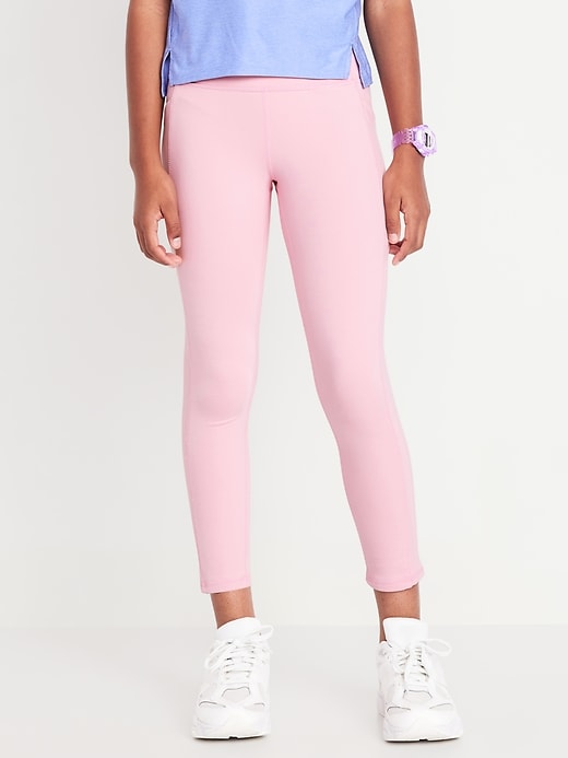 View large product image 1 of 4. High-Waisted PowerSoft Fleece-Lined 7/8-Length Leggings for Girls