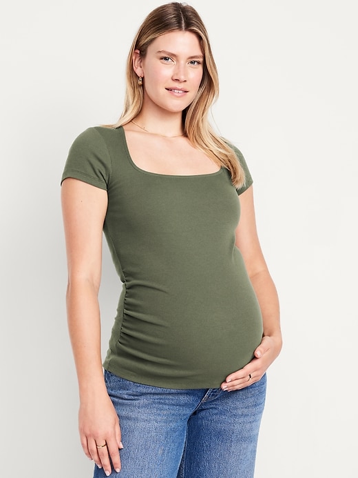 Image number 1 showing, Maternity Square-Neck Ribbed Top