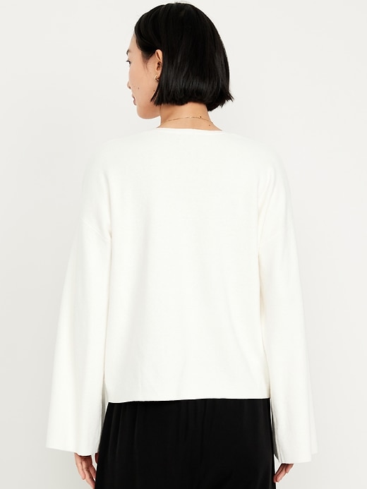 Image number 8 showing, Bell-Sleeve V-Neck Sweater