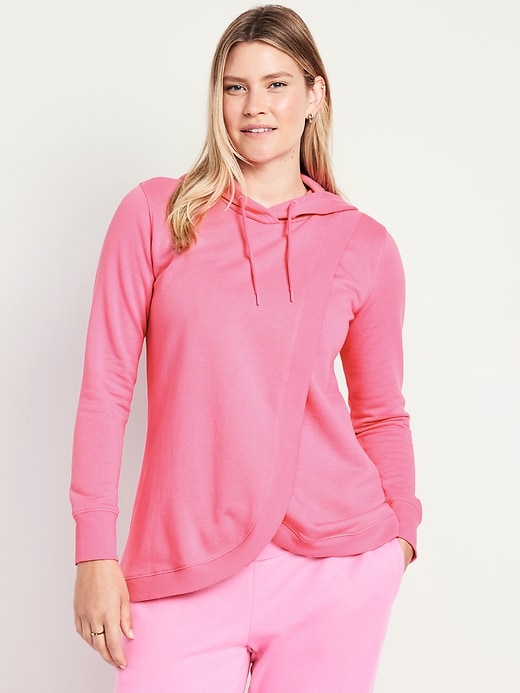 Image number 1 showing, Maternity Cross-Front Nursing Pullover Hoodie