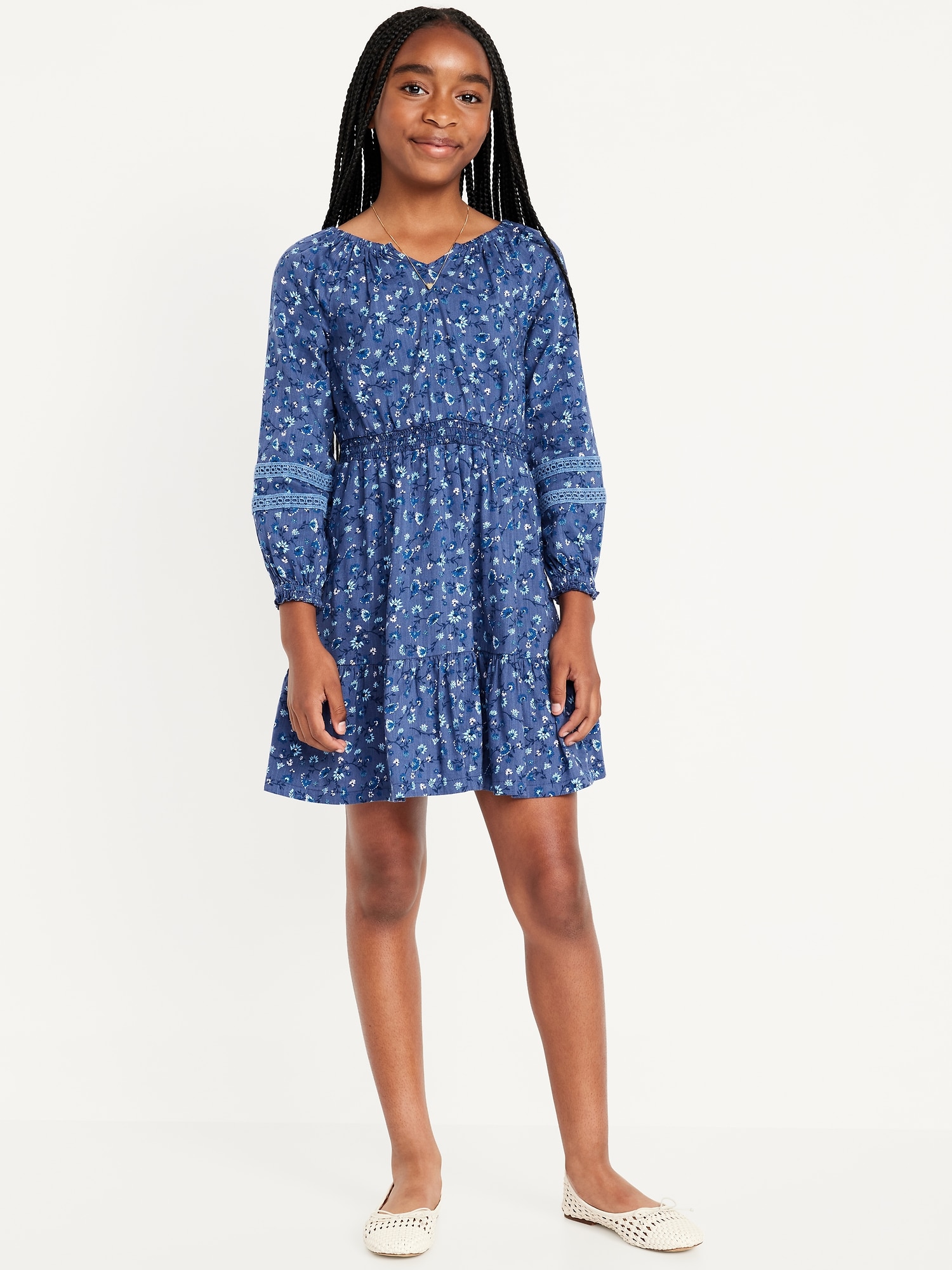 Robe ajustée et évasée à manches longues à motif pour fille