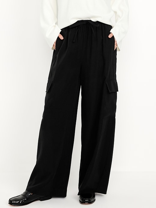 Image number 1 showing, Drapey Cargo Super Wide-Leg Pants