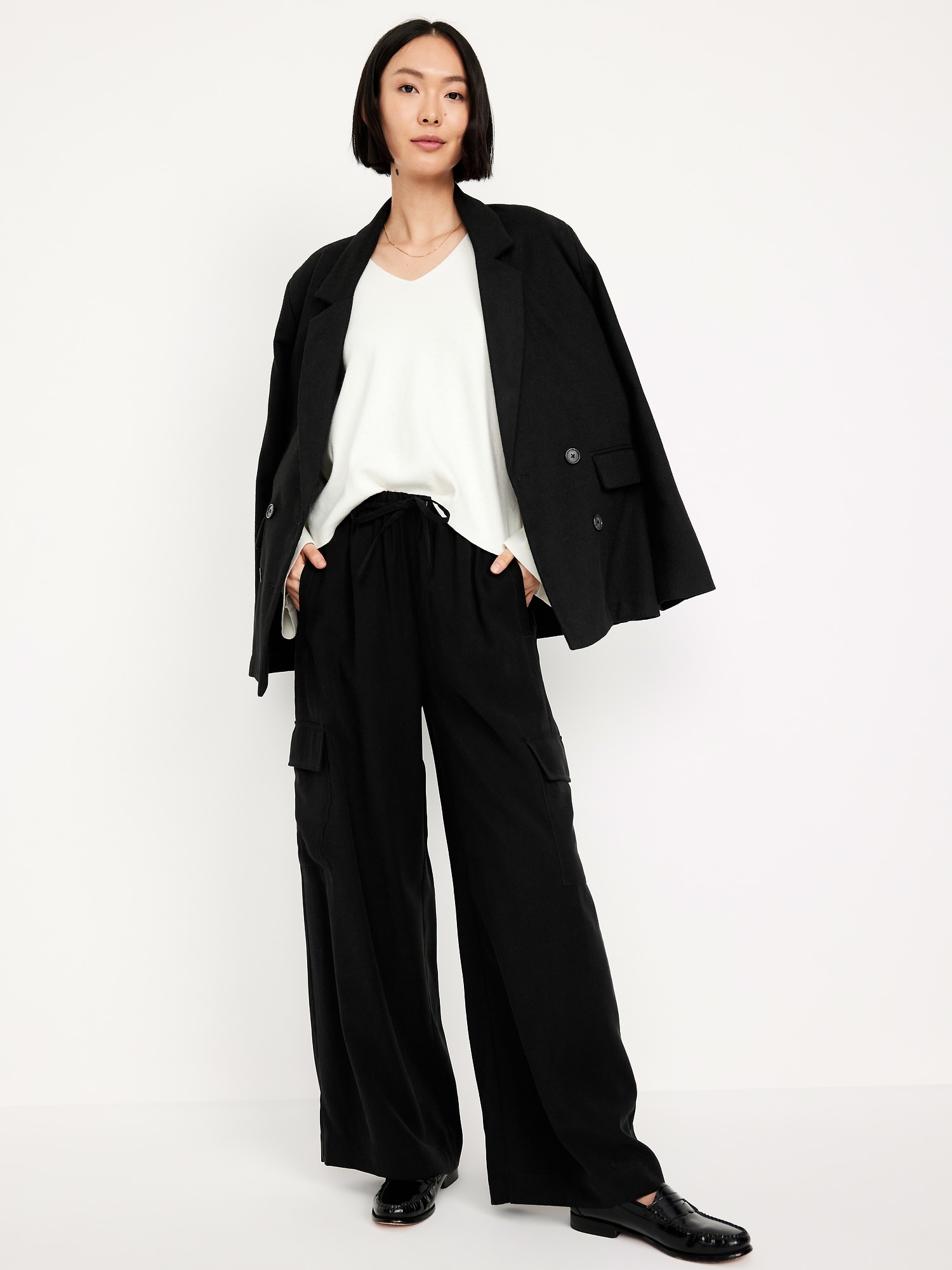 Drapey Cargo Super Wide-Leg Pants