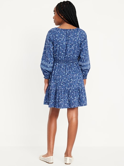 View large product image 2 of 4. Printed Long-Sleeve Fit and Flare Dress for Girls