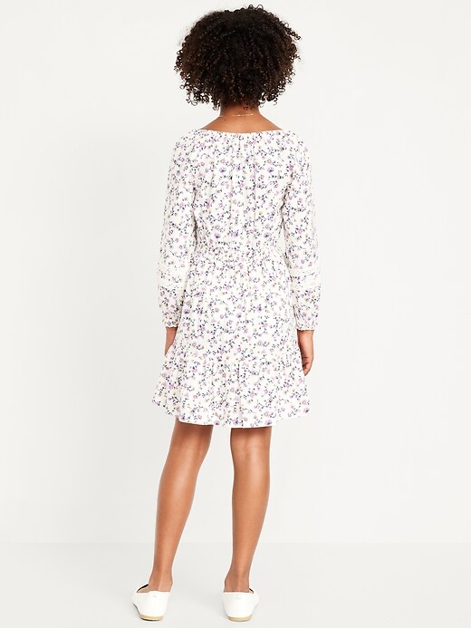 View large product image 2 of 4. Printed Long-Sleeve Fit and Flare Dress for Girls