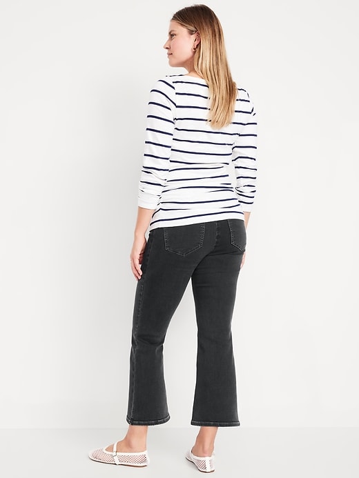 Image number 2 showing, Maternity Front Low-Panel Crop Flare Jeans