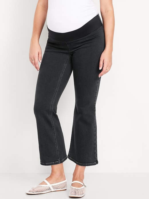 Image number 3 showing, Maternity Front Low-Panel Crop Flare Jeans