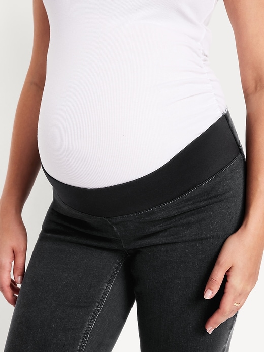 Image number 4 showing, Maternity Front Low-Panel Crop Flare Jeans