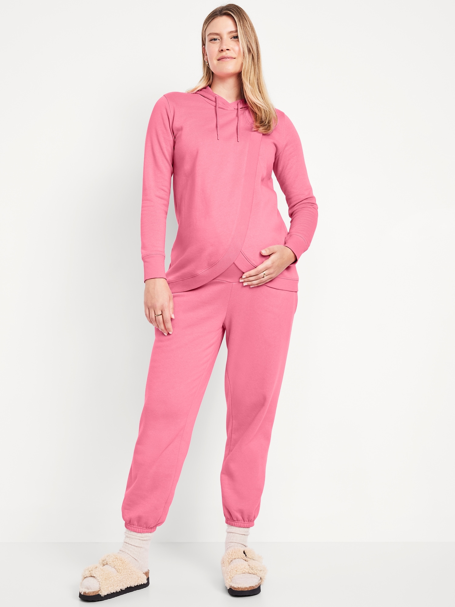 Maternity Rollover-Waist Jogger Sweatpants