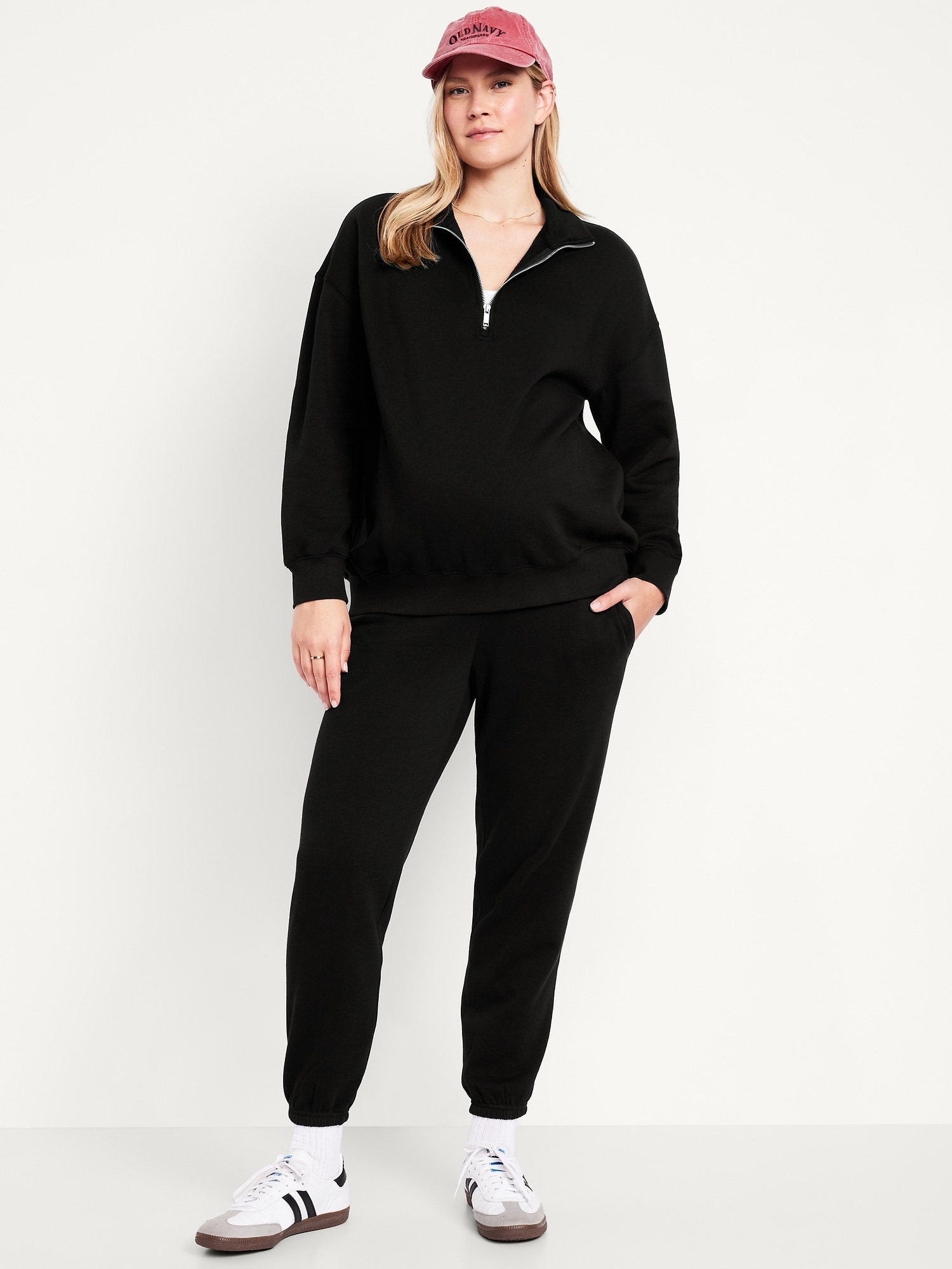 Maternity Rollover-Waist Jogger Sweatpants