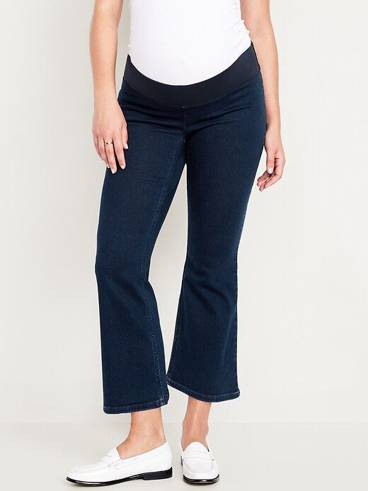 Image number 6 showing, Maternity Front Low-Panel Crop Flare Jeans