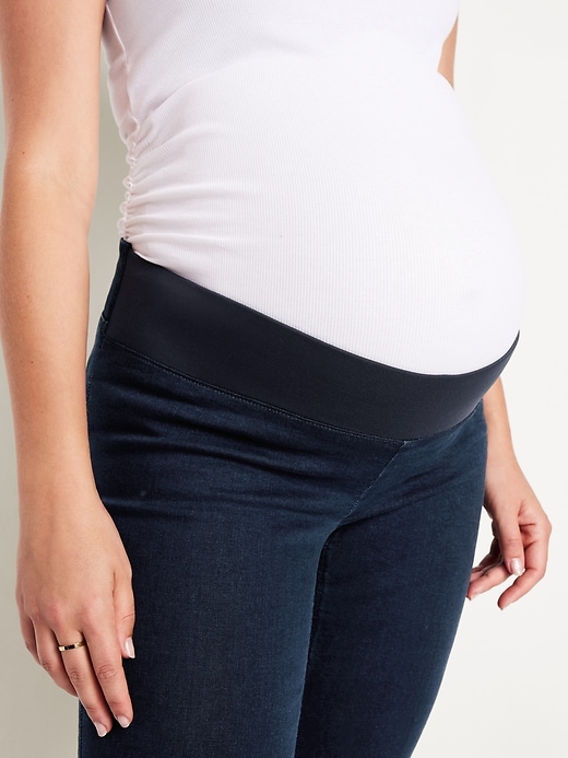 Image number 7 showing, Maternity Front Low-Panel Crop Flare Jeans