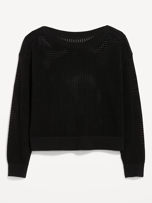 Image number 4 showing, Boat-Neck Open-Stitch Sweater