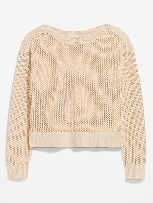 Image number 4 showing, Boat-Neck Open-Stitch Sweater