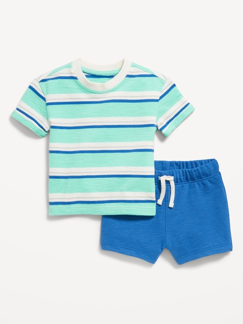 Ensemble de t-shirt à manches courtes et de short en tricot jacquard pour bébé