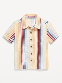Image number 2 showing, Short-Sleeve Textured Dobby Pocket Shirt for Toddler Boys