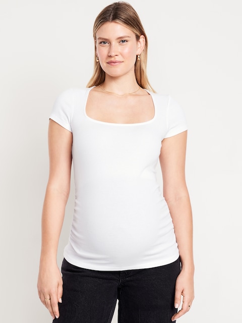 Maternity Square-Neck Ribbed Top