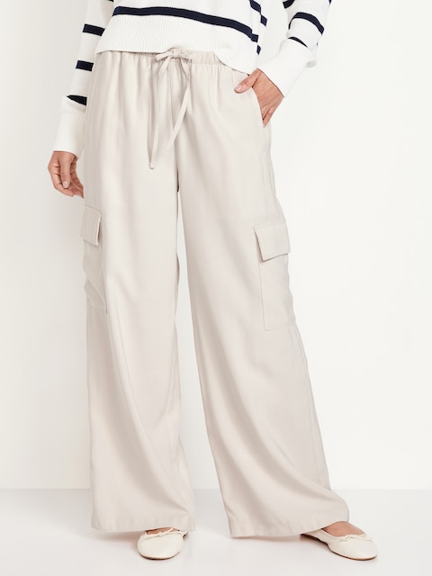Extra High-Waisted Drapey Cargo Super Wide-Leg Pants