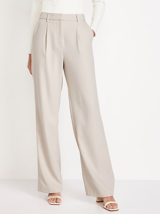 Image number 1 showing, Extra High-Waisted Taylor Wide-Leg Trouser Pants