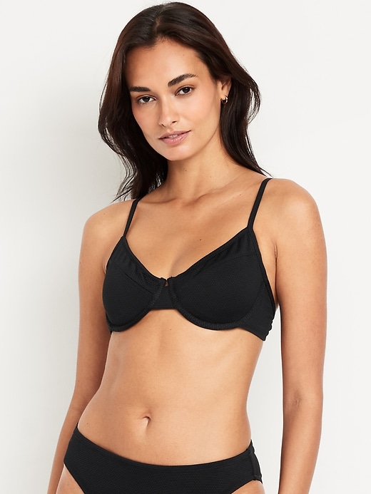 Image number 1 showing, Textured Underwire Balconette Swim Top