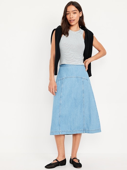 Image number 1 showing, Mid-Rise Jean Midi Skirt