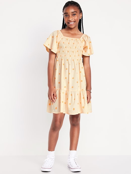 View large product image 1 of 3. Flutter-Sleeve Fit and Flare Dress for Girls