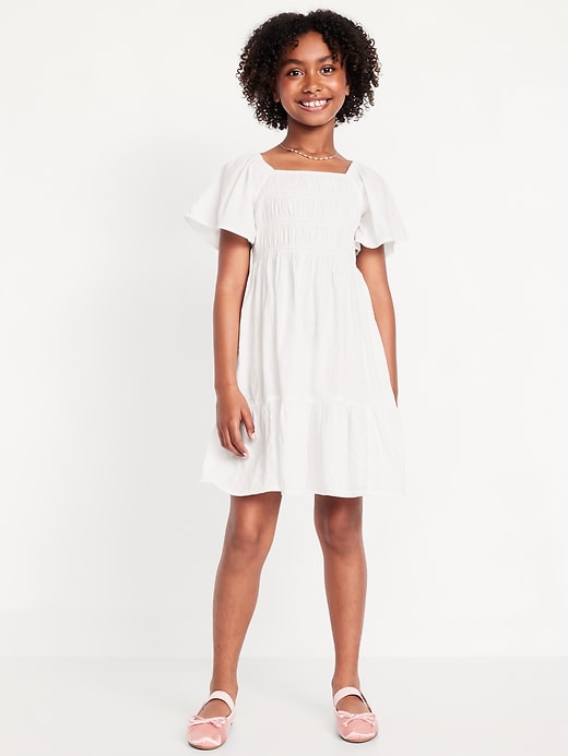 View large product image 1 of 3. Flutter-Sleeve Fit and Flare Dress for Girls