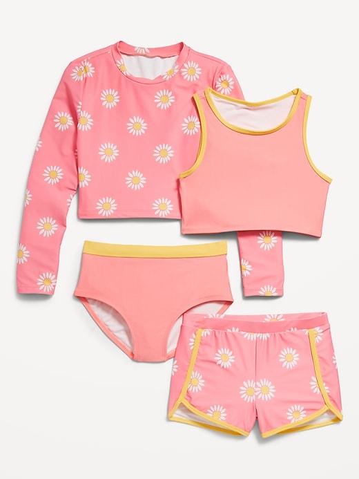 View large product image 1 of 1. 4-Piece Matching Tankini Swim Set for Girls