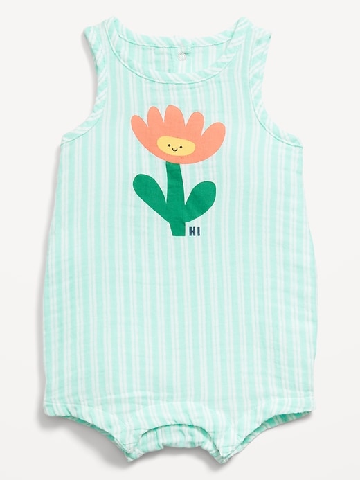 View large product image 1 of 2. Printed Sleeveless Graphic One-Piece Romper for Baby