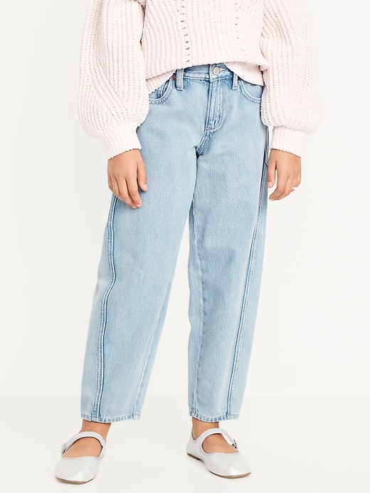 View large product image 1 of 4. High-Waisted Barrel-Leg Jeans for Girls