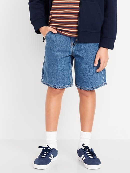 View large product image 1 of 3. Knee Length Baggy Carpenter Jean Shorts for Boys