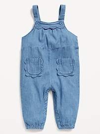 Image number 1 showing, Scallop-Trim Overalls for Baby