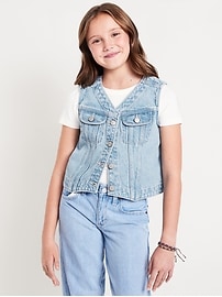 Image number 1 showing, Cropped Button-Front Jean Vest for Girls