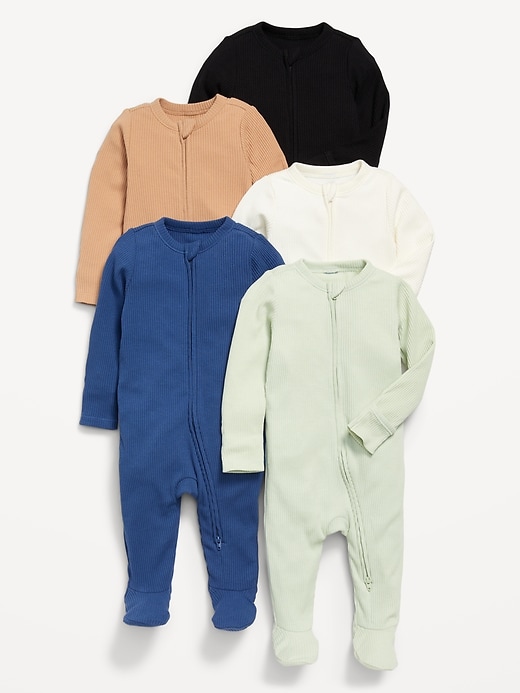 View large product image 1 of 1. Sleep & Play 2-Way-Zip Footed One-Piece 5-Pack for Baby