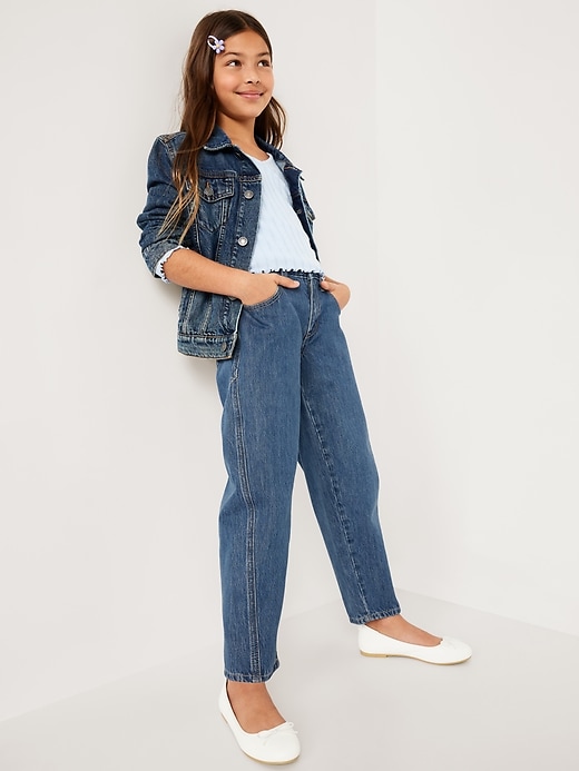 Image number 3 showing, High-Waisted Barrel-Leg Jeans for Girls
