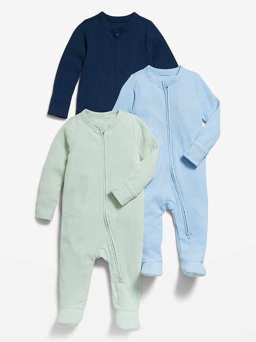 View large product image 1 of 1. Sleep & Play 2-Way-Zip Footed One-Piece 3-Pack for Baby