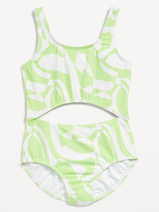 View large product image 1 of 1. Printed Cutout One-Piece Swimsuit for Girls