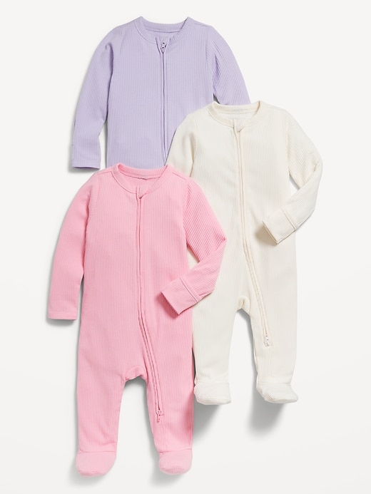 View large product image 1 of 1. Sleep & Play 2-Way-Zip Footed One-Piece 3-Pack for Baby