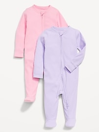 Image number 1 showing, Sleep & Play 2-Way-Zip Footed One-Piece 2-Pack for Baby