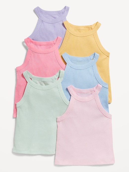 View large product image 1 of 1. Fitted Halter Tank Tops 6-Pack for Toddler Girls