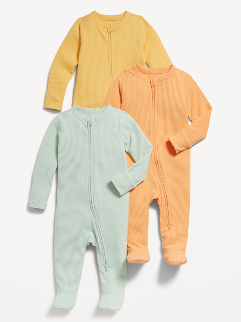 Sleep & Play 2-Way-Zip Footed One-Piece 3-Pack for Baby
