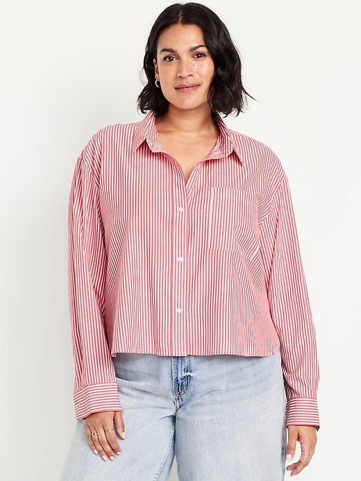 Image number 5 showing, Button-Down Crop Shirt