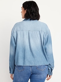 Cropped Jean Button-Down Shirt