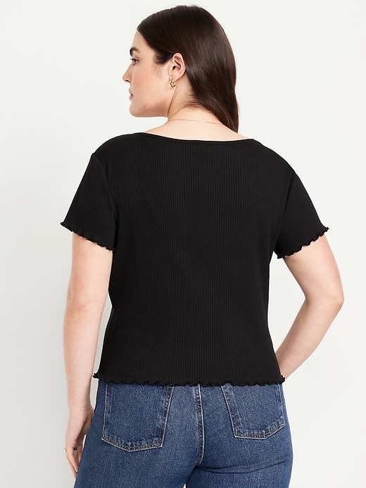 Image number 6 showing, Ribbed Button-Down Lettuce-Edge Top