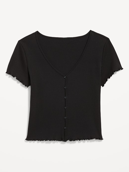 Image number 4 showing, Ribbed Button-Down Lettuce-Edge Top