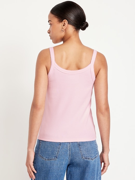 Image number 2 showing, 90s Ribbed Lace-Trim Tank