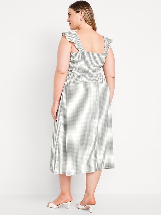 Image number 7 showing, Fit & Flare Lightweight Smocked Gingham Midi Dress