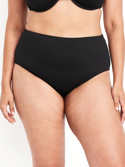 Image number 7 showing, High-Waisted Textured Bikini Swim Bottoms